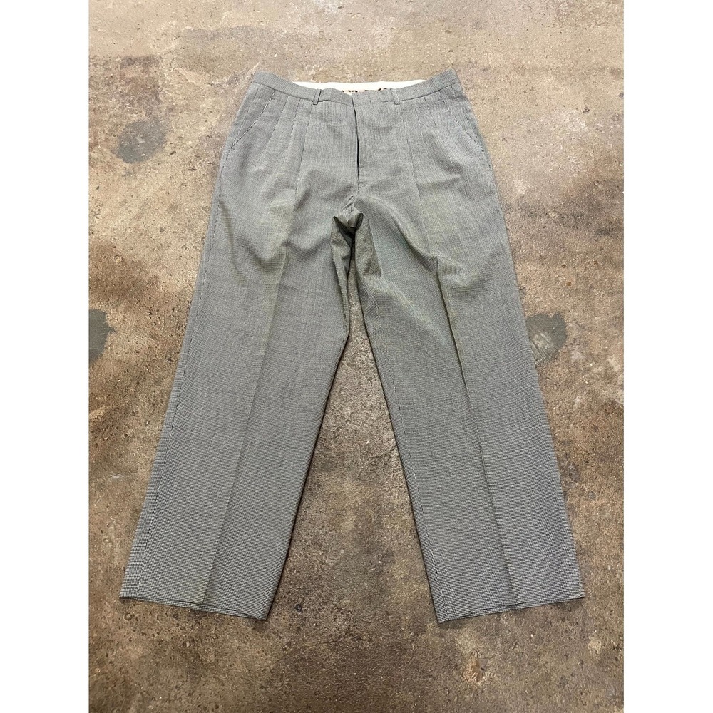 Bendetti Dress Pants Mens 36R Gray Houndstooth Pleated Front Straight Business